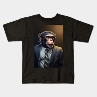 Adorable Monkey In A Suit - Fierce Chimpanzee Animal Print Art For Fashion Lovers Kids T-Shirt